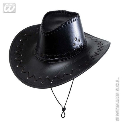 Feestbazaar Cowboyhoed lederlook met decoratie