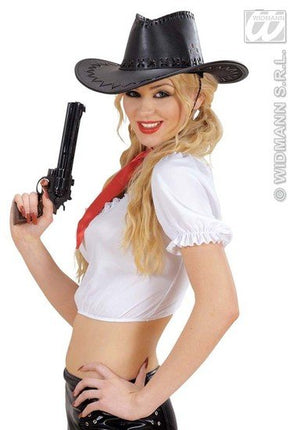Feestbazaar Cowboyhoed lederlook met decoratie