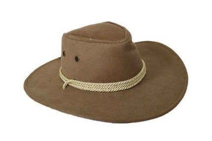 Feestbazaar Cowboyhoed met koord beige
