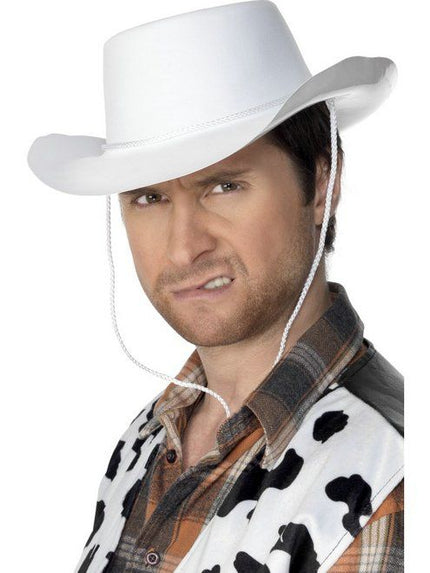 Feestbazaar Cowboyhoed plastic wit