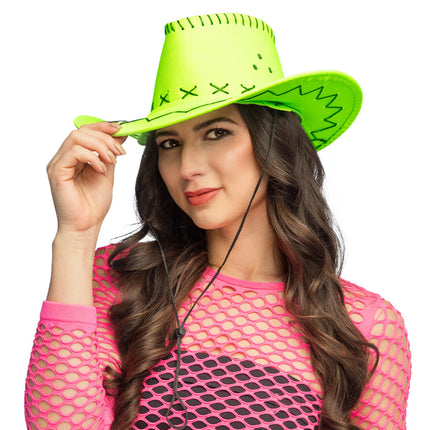 Feestbazaar Cowboyhoed Savanne Neon Groen