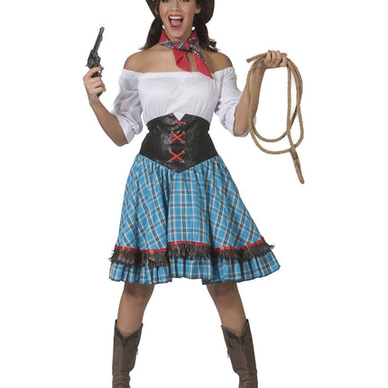 Feestbazaar Cowgirl Jurk Abby Blauw