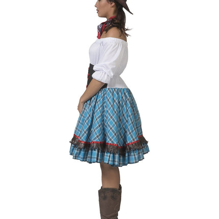 Feestbazaar Cowgirl Jurk Abby Blauw