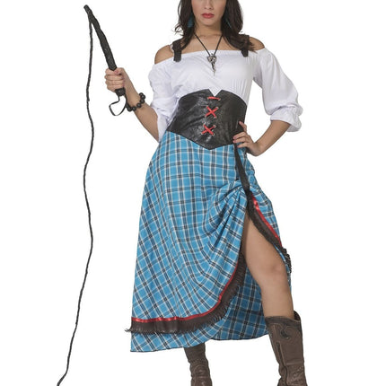 Feestbazaar Cowgirl Jurk Blauw Lang