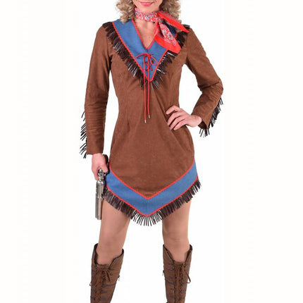 Feestbazaar Cowgirl jurk bruin/blauw