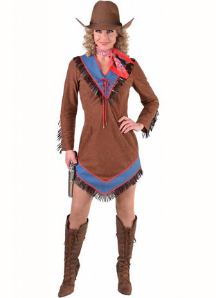 Feestbazaar Cowgirl jurk bruin/blauw