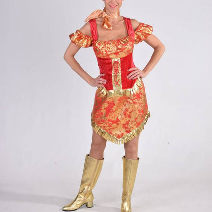 Feestbazaar Cowgirl Toppers jurk rood/goud