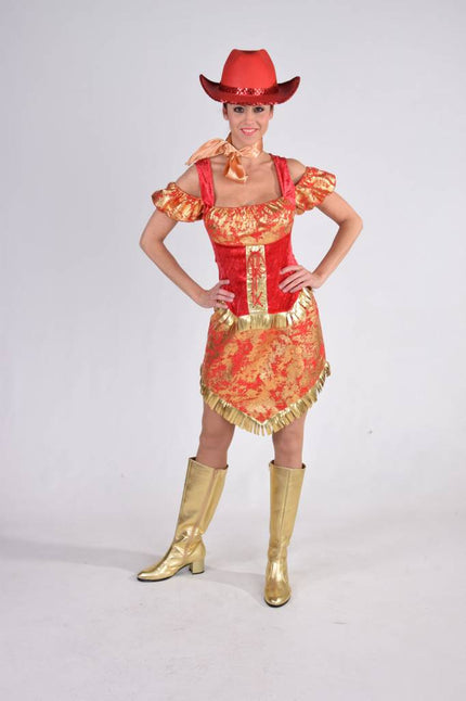 Feestbazaar Cowgirl Toppers jurk rood/goud
