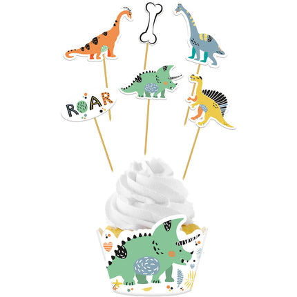 Feestbazaar Cupcake Deco Set Dino Roar (6st)