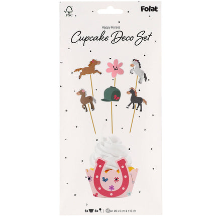 Feestbazaar Cupcake Decoratie Set Happy Horses (6st)