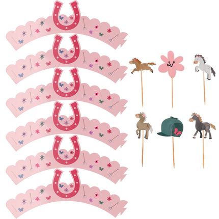 Feestbazaar Cupcake Decoratie Set Happy Horses (6st)