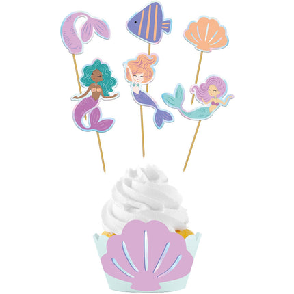 Feestbazaar Cupcake Decoratie Set Zeemeermin Magic (6st)