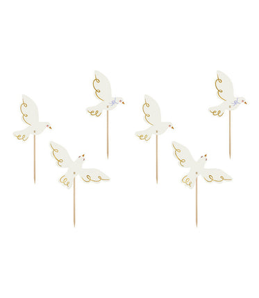 Feestbazaar Cupcake Toppers Duif (6st)