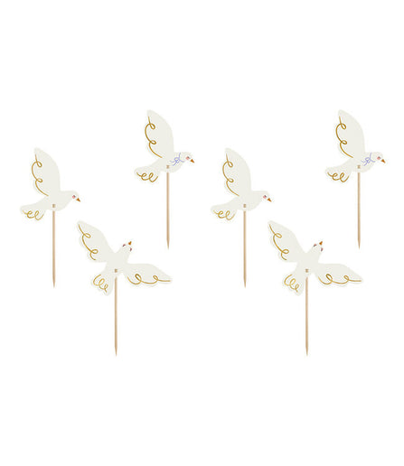 Feestbazaar Cupcake Toppers Duif (6st)