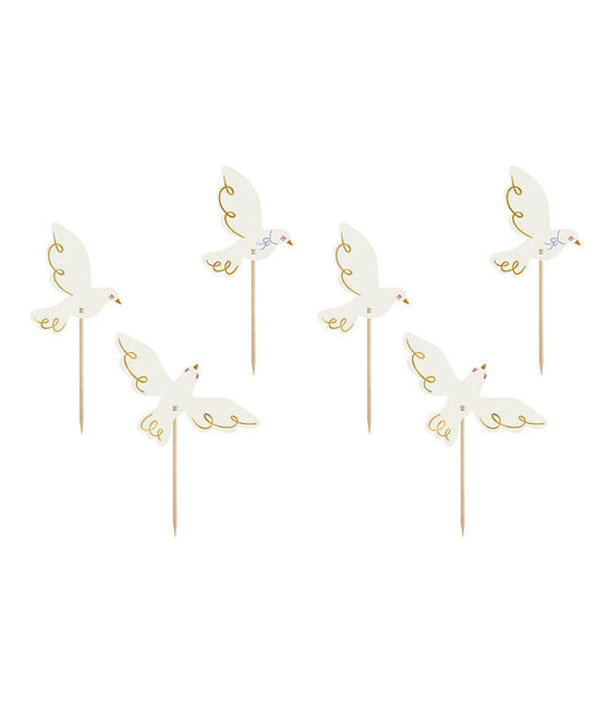 Feestbazaar Cupcake Toppers Duif (6st)