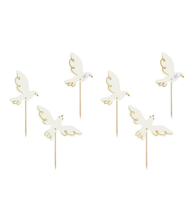 Feestbazaar Cupcake Toppers Duif (6st)