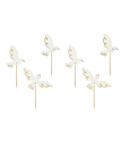 Feestbazaar Cupcake Toppers Duif (6st)