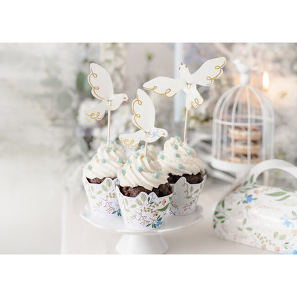 Feestbazaar Cupcake Toppers Duif (6st)
