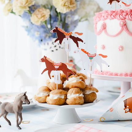 Feestbazaar Cupcake Toppers Paarden Bella 6st (13cm)
