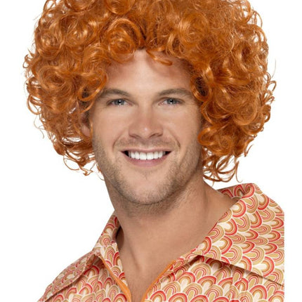 Feestbazaar Curly Afro Ginger pruik
