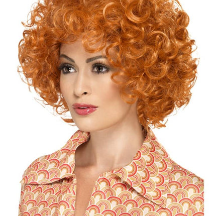 Feestbazaar Curly Afro Ginger pruik