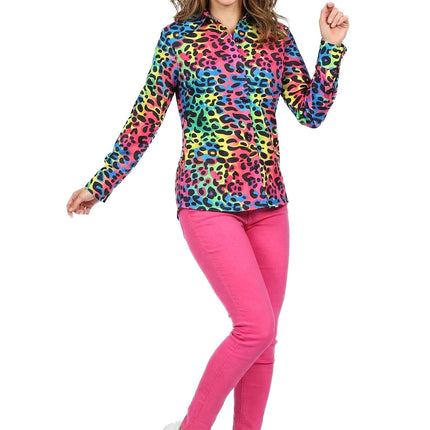 Feestbazaar Dames Blouse Panter Neon