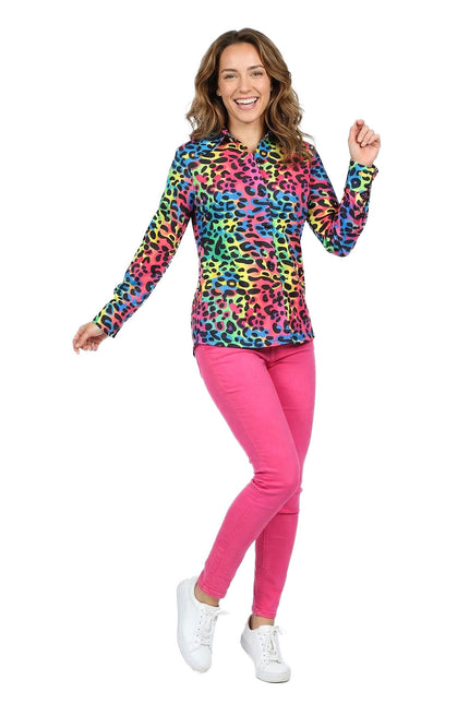 Feestbazaar Dames Blouse Panter Neon