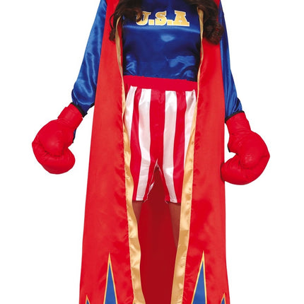 Feestbazaar Dames Bokser Kostuum Rood/Blauw