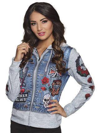 Feestbazaar Dames Fotorealistische hoodie biker