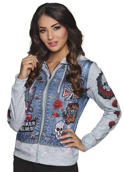 Feestbazaar Dames Fotorealistische hoodie biker