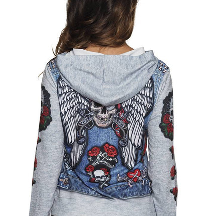 Feestbazaar Dames Fotorealistische hoodie biker