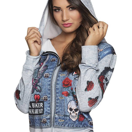 Feestbazaar Dames Fotorealistische hoodie biker
