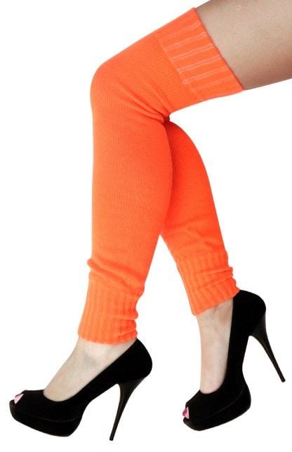 Feestbazaar Dames knee-over beenwarmers fluor oranje