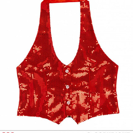 Feestbazaar Dames paillettenvest rood