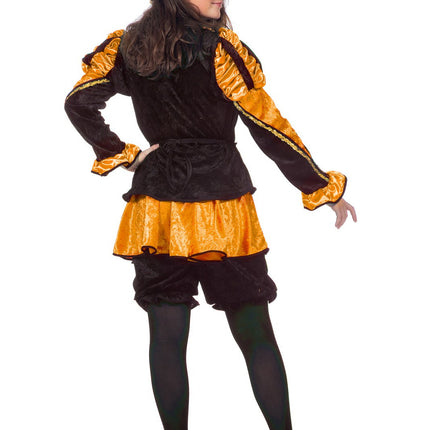 Feestbazaar Dames pietenpak oranje/zwart luxe