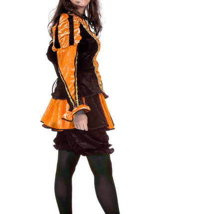 Feestbazaar Dames pietenpak oranje/zwart luxe