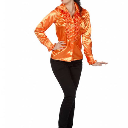 Feestbazaar Dames Ruche Blouse Oranje