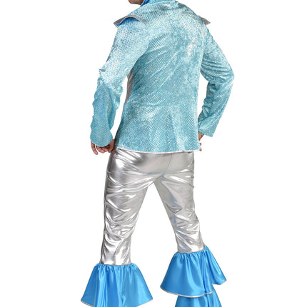 Feestbazaar Dancing King Kostuum Lichtblauw/Zilver Premium