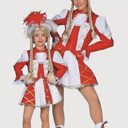 Feestbazaar Dansmarietje kostuum kind rood/wit