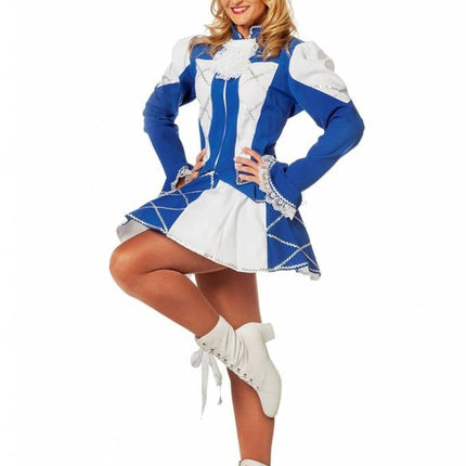 Feestbazaar Dansmarietje pakje blauw/wit vrouw