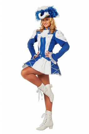 Feestbazaar Dansmarietje pakje blauw/wit vrouw