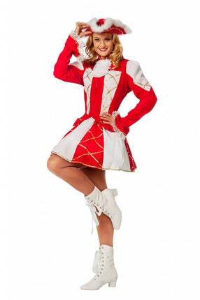 Feestbazaar Dansmarietje pakje rood/wit vrouw