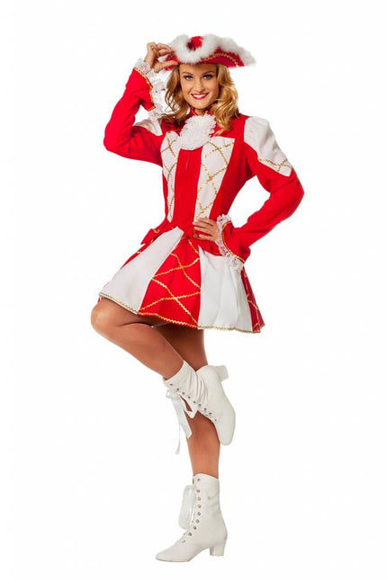 Feestbazaar Dansmarietje pakje rood/wit vrouw