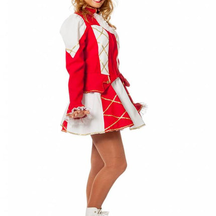 Feestbazaar Dansmarietje pakje rood/wit vrouw