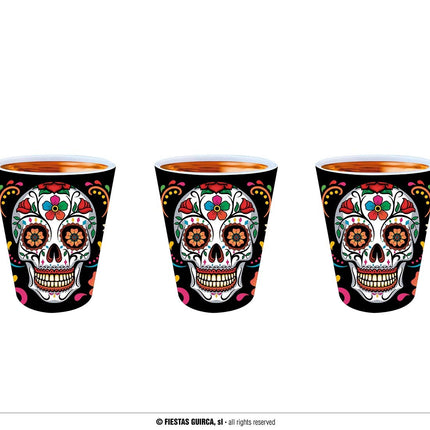 Feestbazaar Day of the Dead Schedel shotglazen Set (3st)