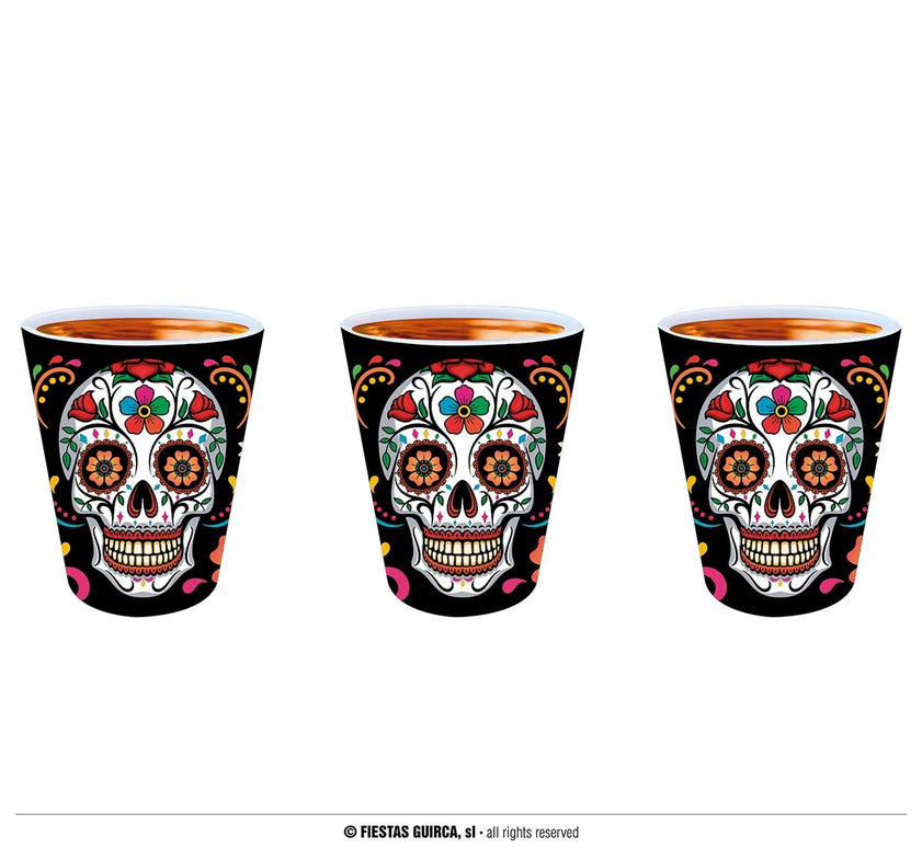 Feestbazaar Day of the Dead Schedel shotglazen Set (3st)