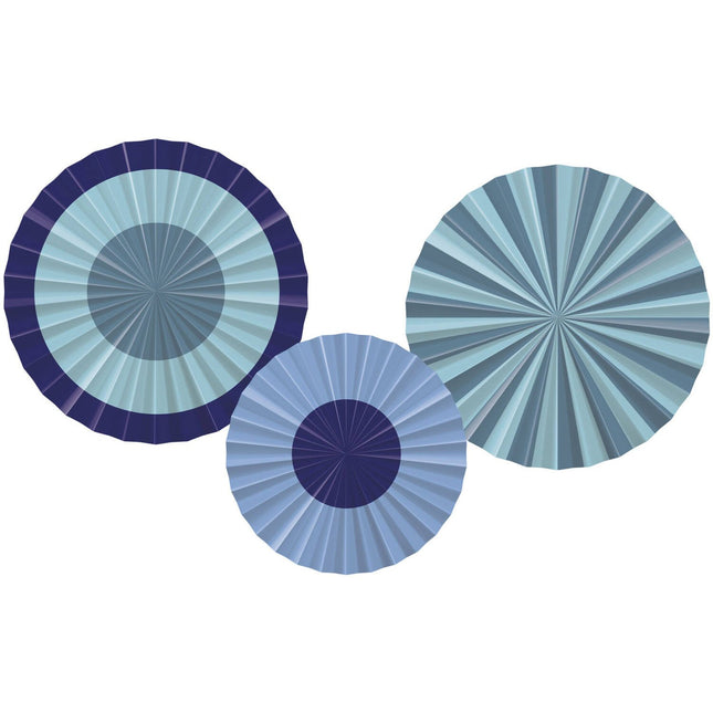 Feestbazaar Deco Waaier Set Bold Blue (3st)