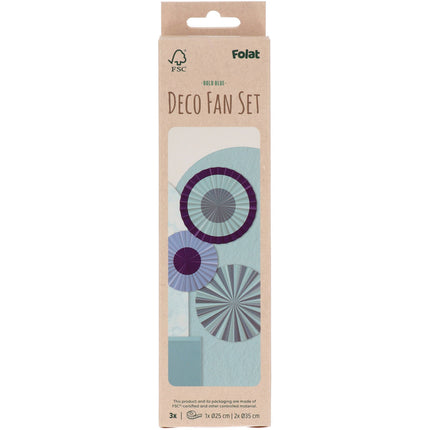 Feestbazaar Deco Waaier Set Bold Blue (3st)