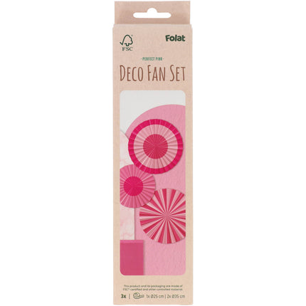 Feestbazaar Deco Waaier Set Perfect Pink (3st)