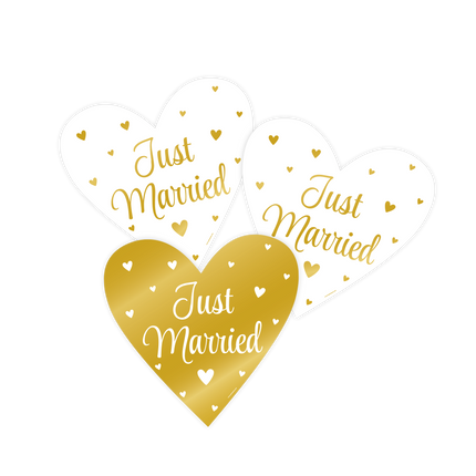 Feestbazaar Decoratie Borden 'Just Married' wit/goud